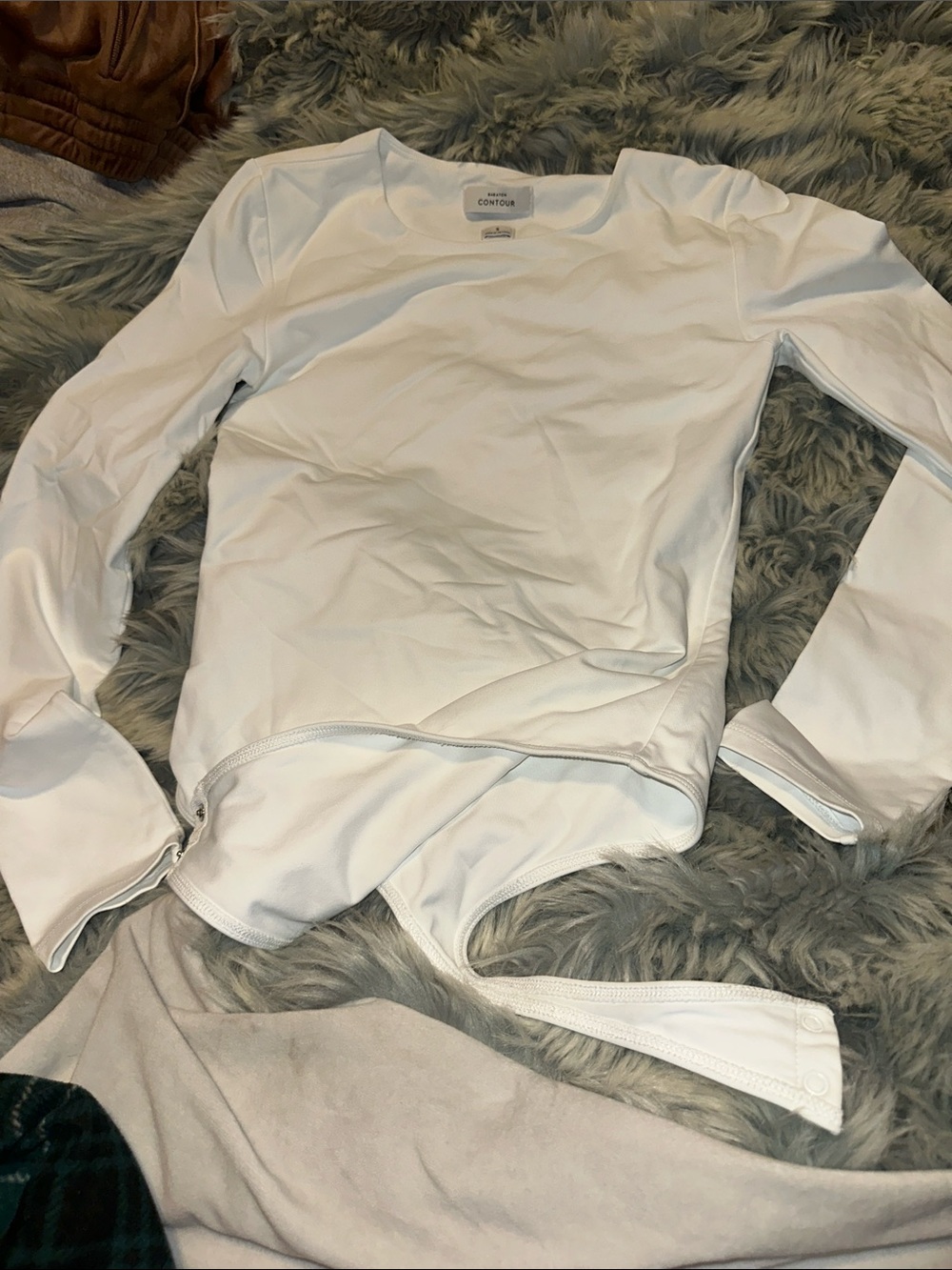 Babaton White Long-Sleeve Bodysuit